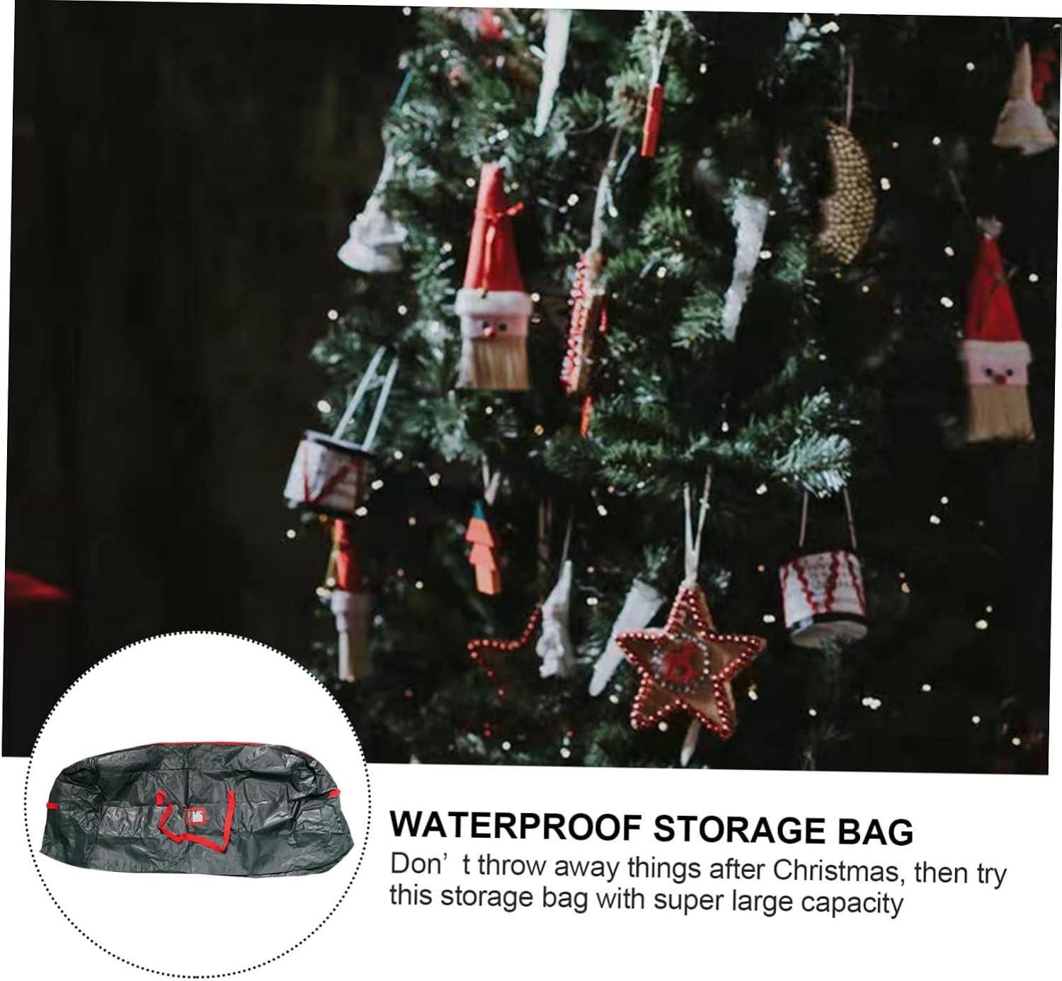 Xmas Tree Storage Bag, Waterproof Polyethylene, Handle, Black