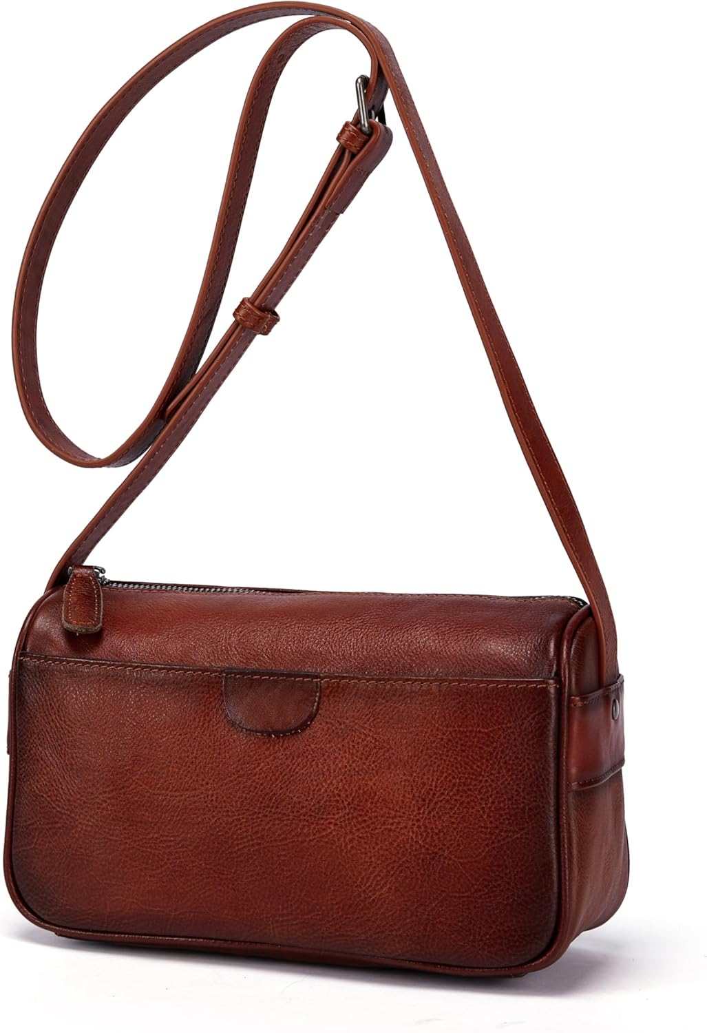 Leather Crossbody Bags for Women, Vintage Real Leather Crossbody Purse Retro Small Shoulder Handbag with Adjustable Strap