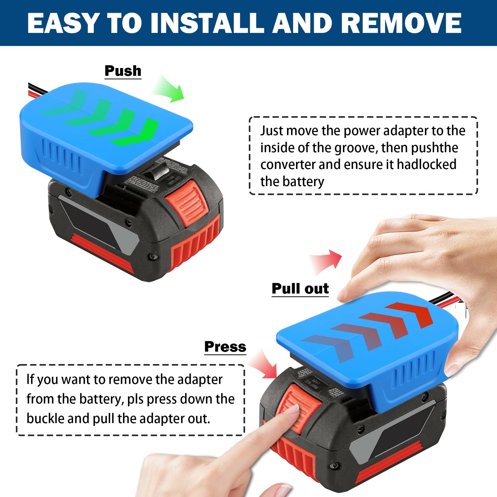 Power Wheels Adapter für Bosch 18V GBA Professional System Akku mit Sicherung & Drahtklemmen & 12 Gauge Draht, guter Stromumwandler für DIY Ride On Truck, Robotik