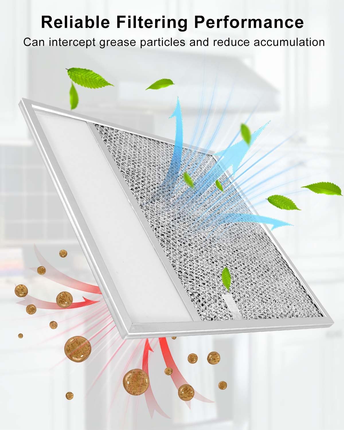 Aluminum Range Hood Filter with Light Lens Compatible with Air-O hoods 1200 and Other, 11" X 12" x 3/8" Kitchen Exhaust Grease Screen, Reusable Grease Light Lens Filter, 2 PCS