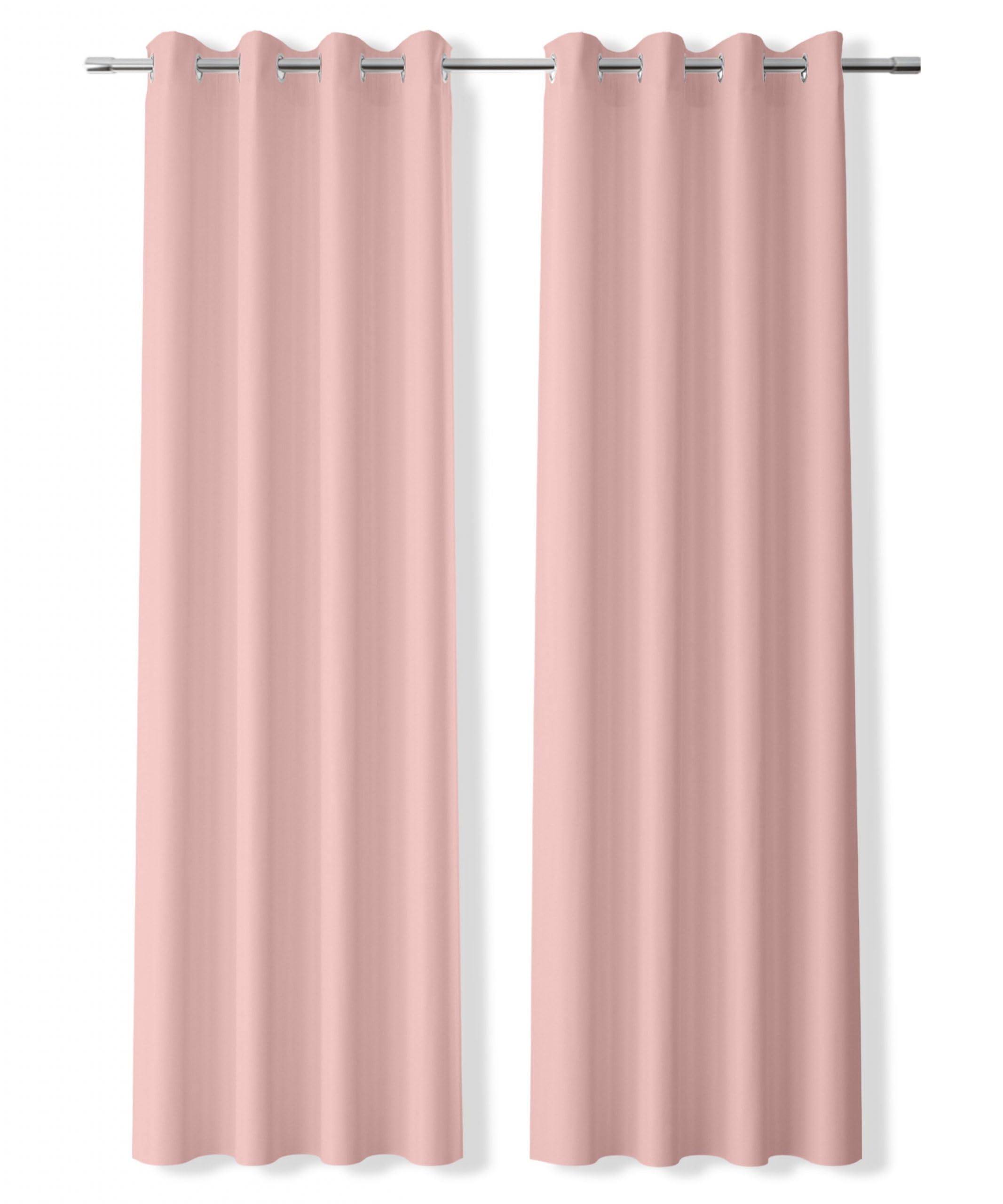 DALINA TEXTIL S.L Cortina Opaca 2 Paneles 140 x 260 para salón y Dormitorio - Cortina Lisa y Suave para habitación con Parte Superior de Ojales, 2 Unidades de 140x260cm Rosa