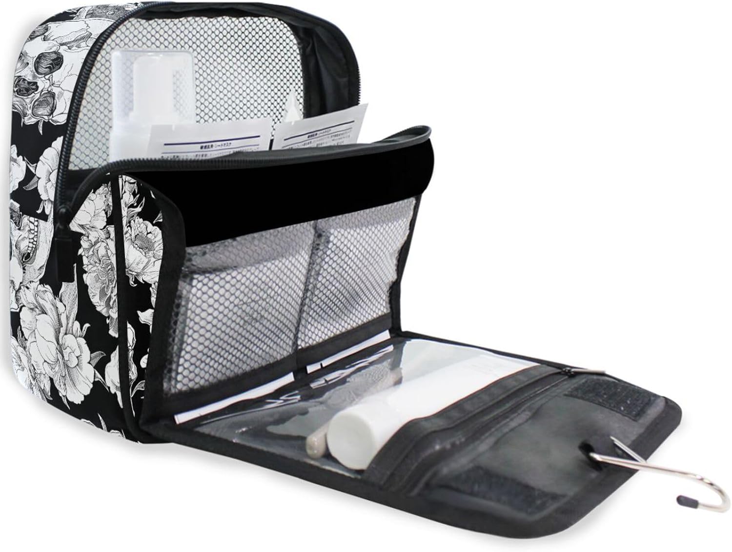 MNSRUU Hanging Toiletry Bag Goth Skull Makeup Bag Portable Travel bag for Toiletries Organizer Bags for Women Men, Travel-Essentials Bag