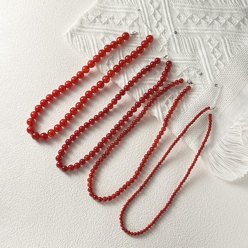 Chinese Style Red Jade Necklace, Luxurious Hetian Jade and Ruby Pendant Necklace for Women, Elegant Collarbone Chain(10MM) - Image 7