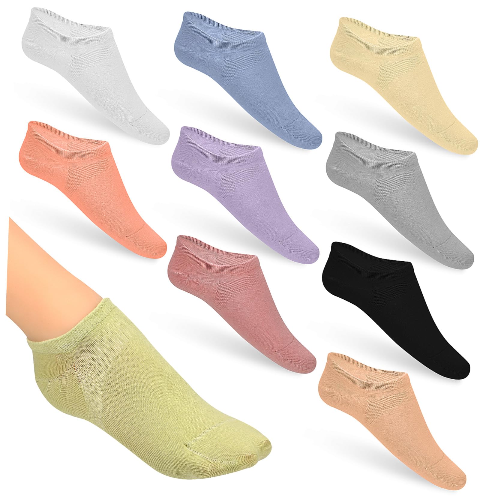 SHERCHPRY 12paia Cotton Socks For Women Breathable And Anti-sweat Low-cut Invisible Design For Summer And Various Footwear