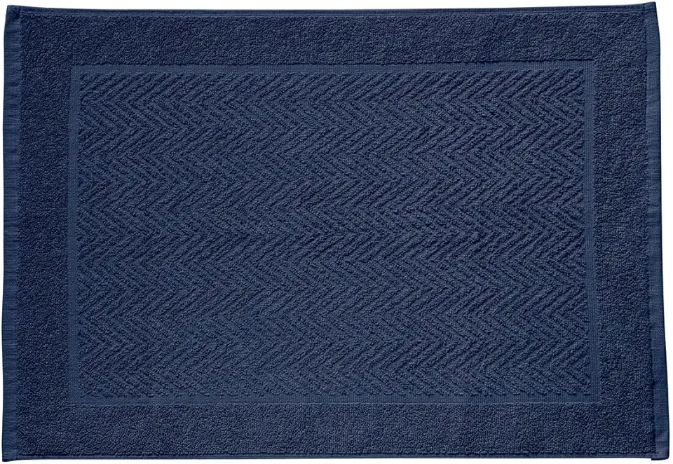 Kit 2 Tapetes Toalha Piso Banheiro Prime 50x70cm 100% Algodão Atoalhado 600g/m² Premium Lavável Alta Absorção Não Solta Tinta Ideal Casa Hotel Pousada Conforto Luxo Enveloz (2 Unidades, Cor Azul)