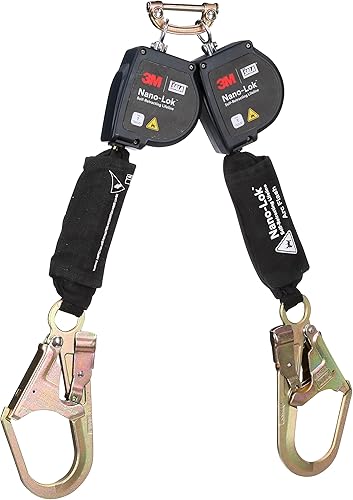 3M™ DBI-SALA® Nano-Lok™ de doble pierna arco salvavidas autorretráctil con conexión rápida 3100584, red, ganchos de acero para barras de refuerzo, 8