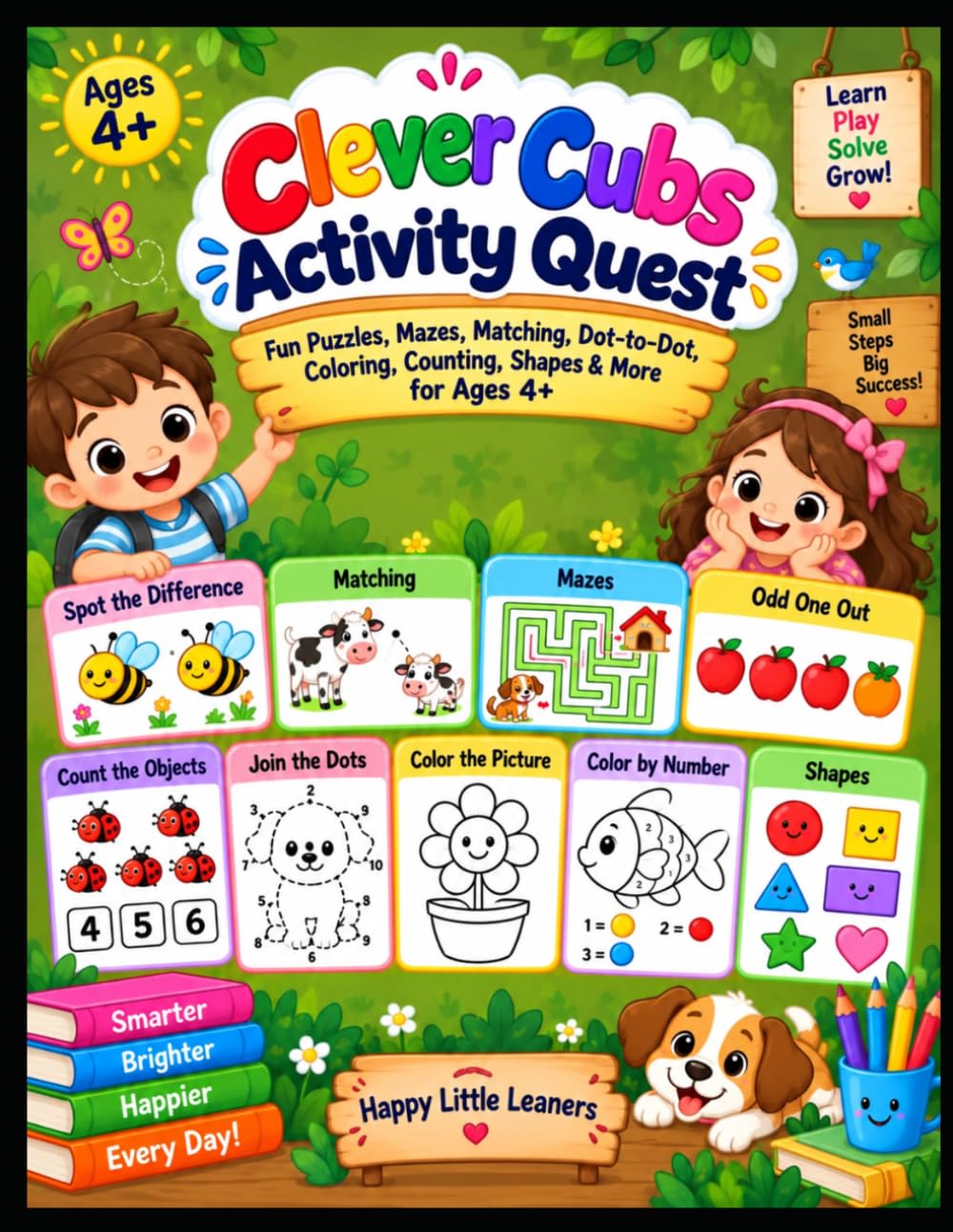 Clever Cubs Activity Quest: Fun Puzzles, Coloring, Mazes, Matching, Dot-to-Dot & More for Kids Ages 4 and above