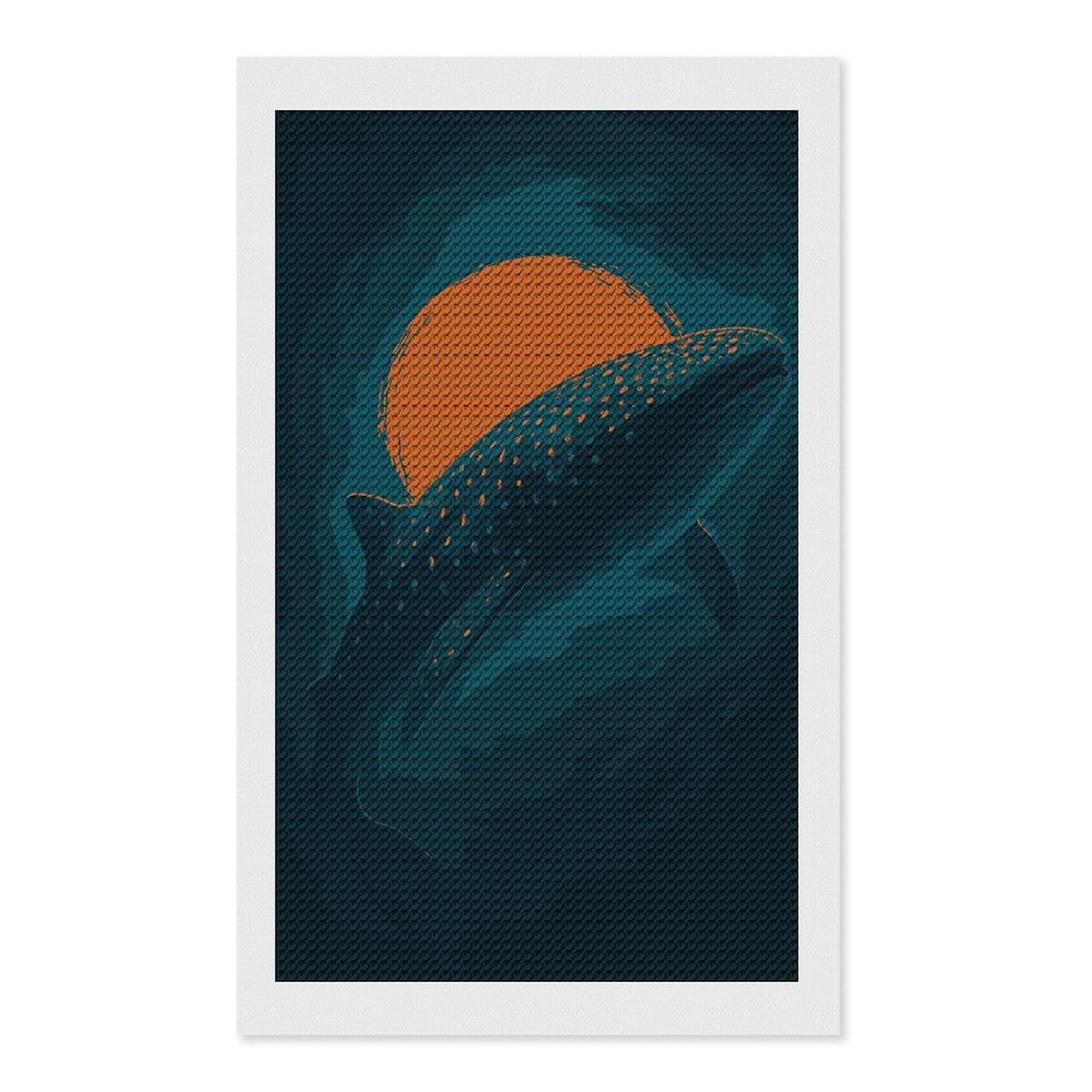 Junmoney Whale Shark and Sun Digital Art Diamond Art Canvas 12"x20", Easy to Follow Symbols, Finish and Display, Fun Craft Experience, Aesthetic Room Decor