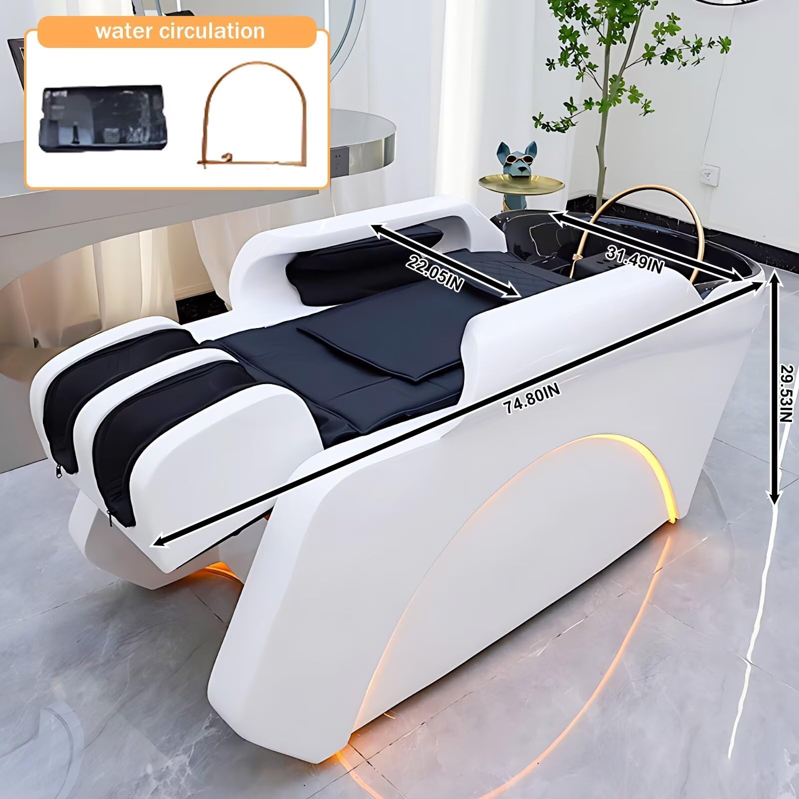 Professionelle Salon-Waschliege, Elektrische Massageliege mit Wasserkreislauf Und Intelligenter Massagefunktion, Modernes Weißes Design, Kopf-Spa-Ausstattung für Den Salongebrauch