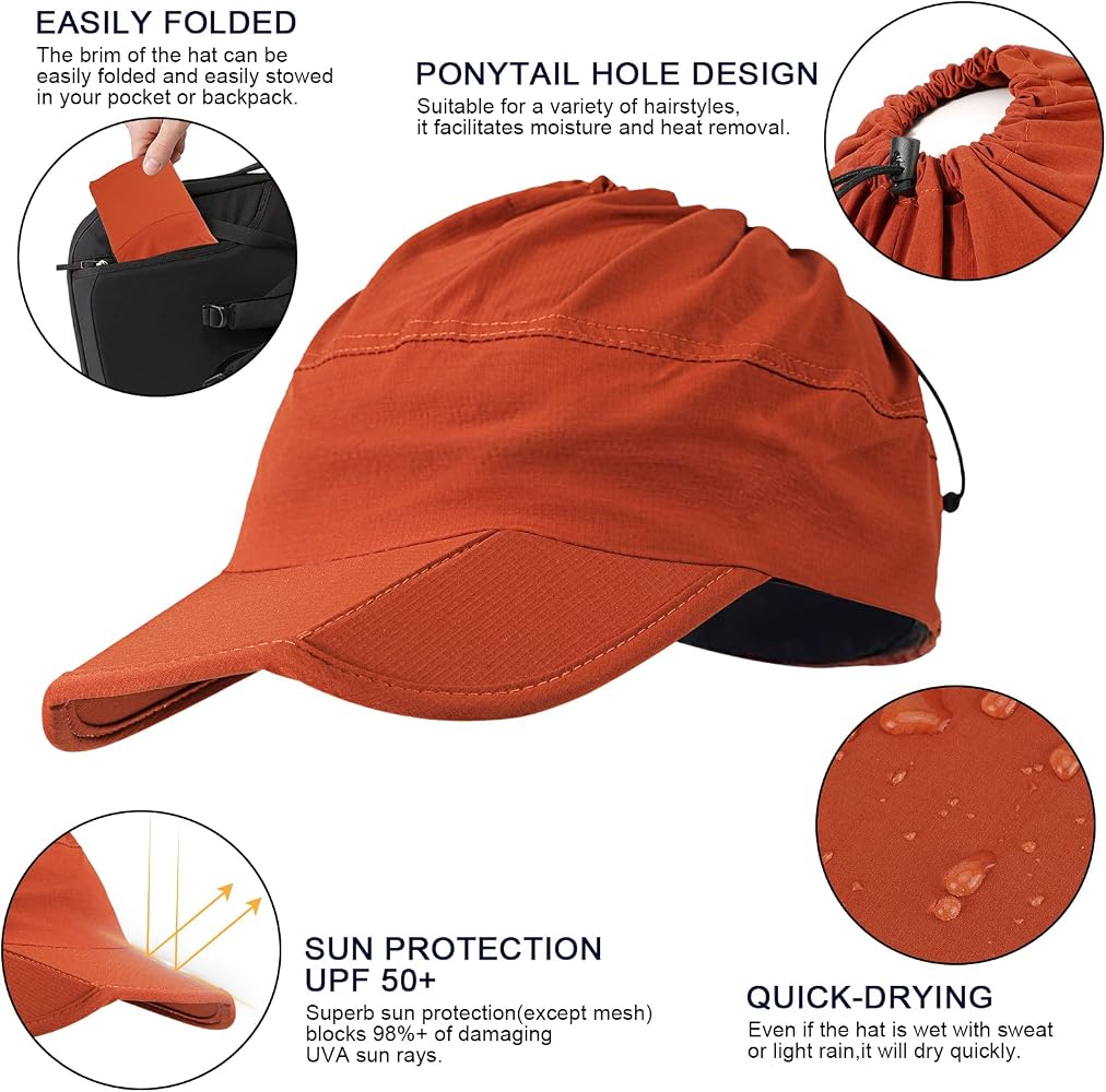 Casquette Visière Femme Anti-UV Large Bord Pliable - Chapeau Respirant Protection Solaire UPF50+