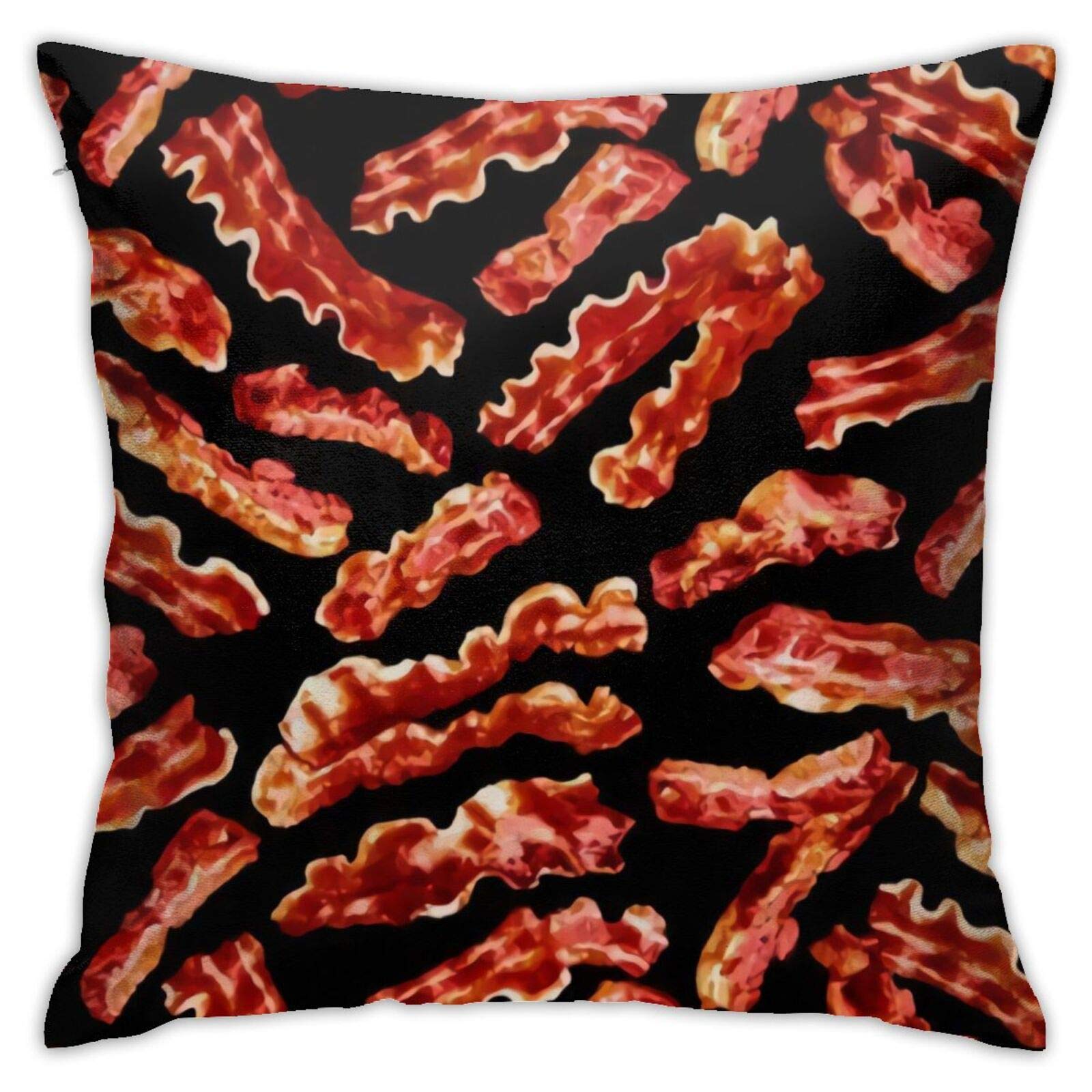Wolla-ST Bacon Pattern Throw Pillow Covers 18x18inches Home Decor Pillowcase Cushion Covers for Sofa Bedroom Livingroom