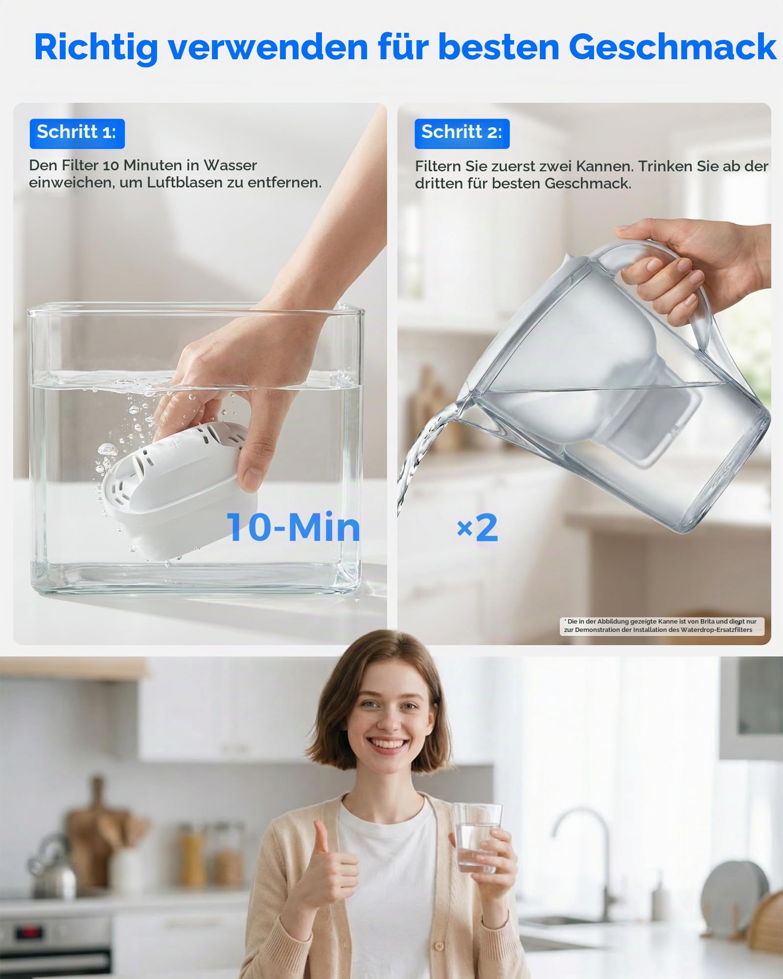 Waterdrop Filterkartuschen, Ersatz für Brita® Maxtra+® Plus, Maxtra Pro® All-in-1 Wasserfilter, Kompatibel mit Brita® Marella® Kanne, Reduziert PFAS, PFOA/PFOS, TÜV SÜD, NSF Zertifiziert (12)