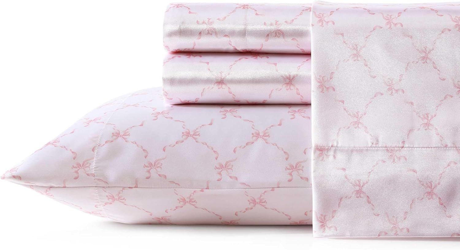 Laura Ashley - キングベッドシーツ、プリントサテン寝具、お揃いの枕カバー、ディープポケット、軽量通年使用、エコテックス