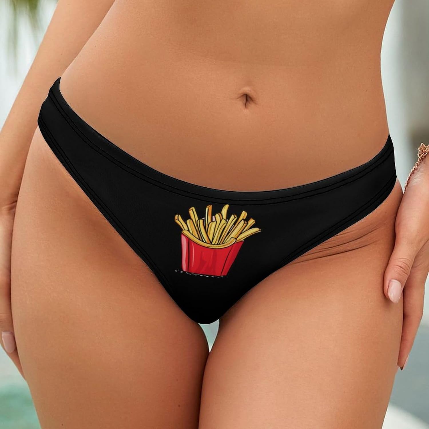 French Fries Women Underwear Thongs No Show Panties | Sexy T Back,Breathable Soft Undies