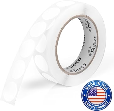 Perco White Round Circle Dot Sticker 1-Inch Labels with Perforation for Easy Tear-Off, 1,000 Stickers per RollWrite-On Labels for Prices, SKUs, Codes & Small Item Tagging, Strong AdhesiveMade in USA