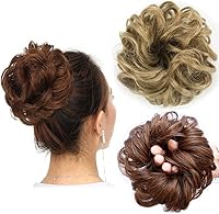 Vista 9 de Cabello sintético despeinado, grueso, extensiones para coleta, cabello recogido