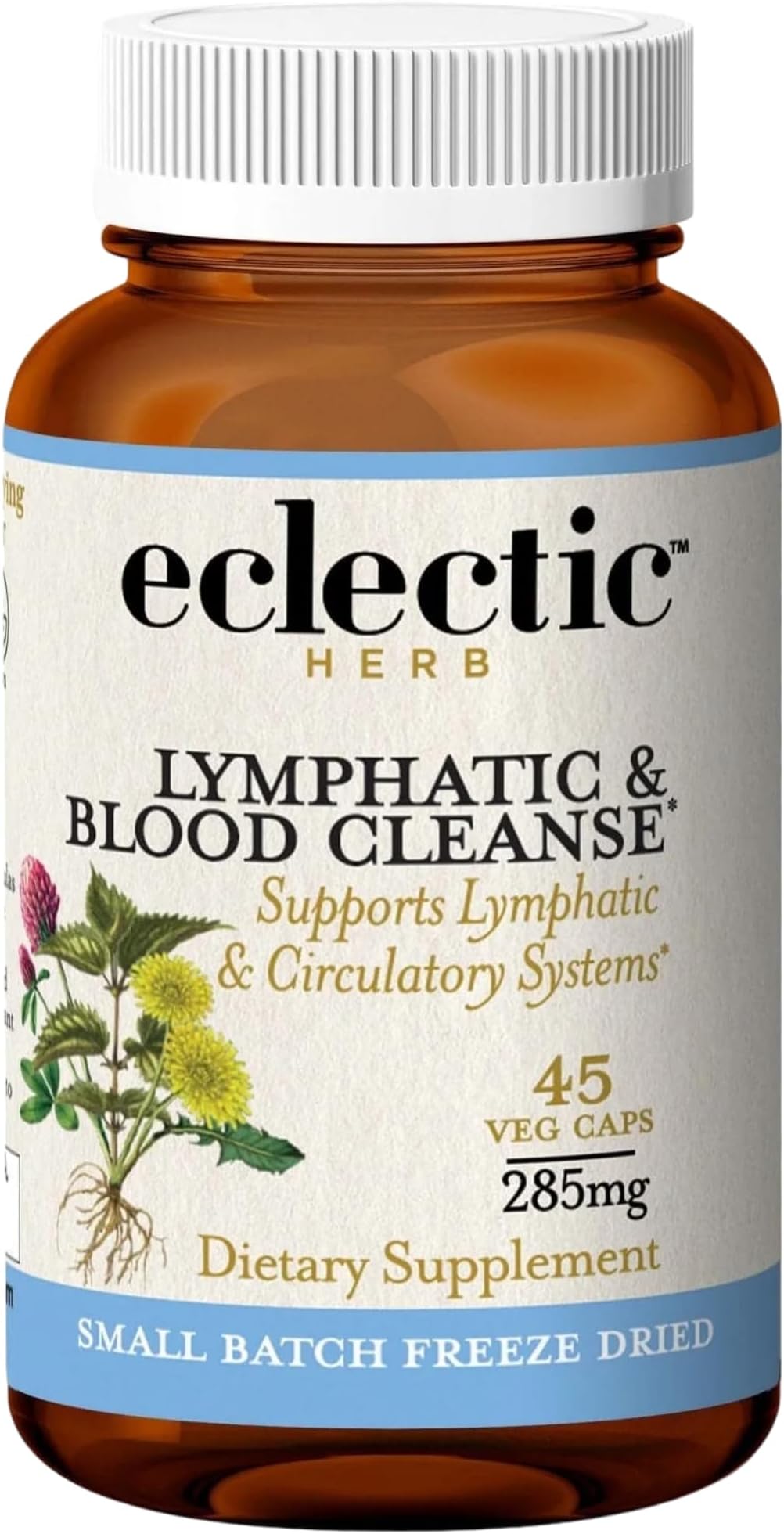 Eclectic Herb - Lymph & Blood Cleanse | Lymphatic & Circulatory Support | Freeze Dried, Concentrated Herbal Supplement | Natural, Wildcrafted, Non-GMO, Gluten Free, Vegan (45 CT | 285 mg)