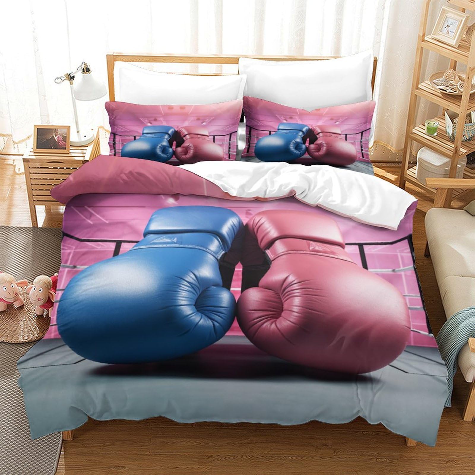 Housse de couette boxe 3D 260x220cm anti-pli entretien facile sans repassage