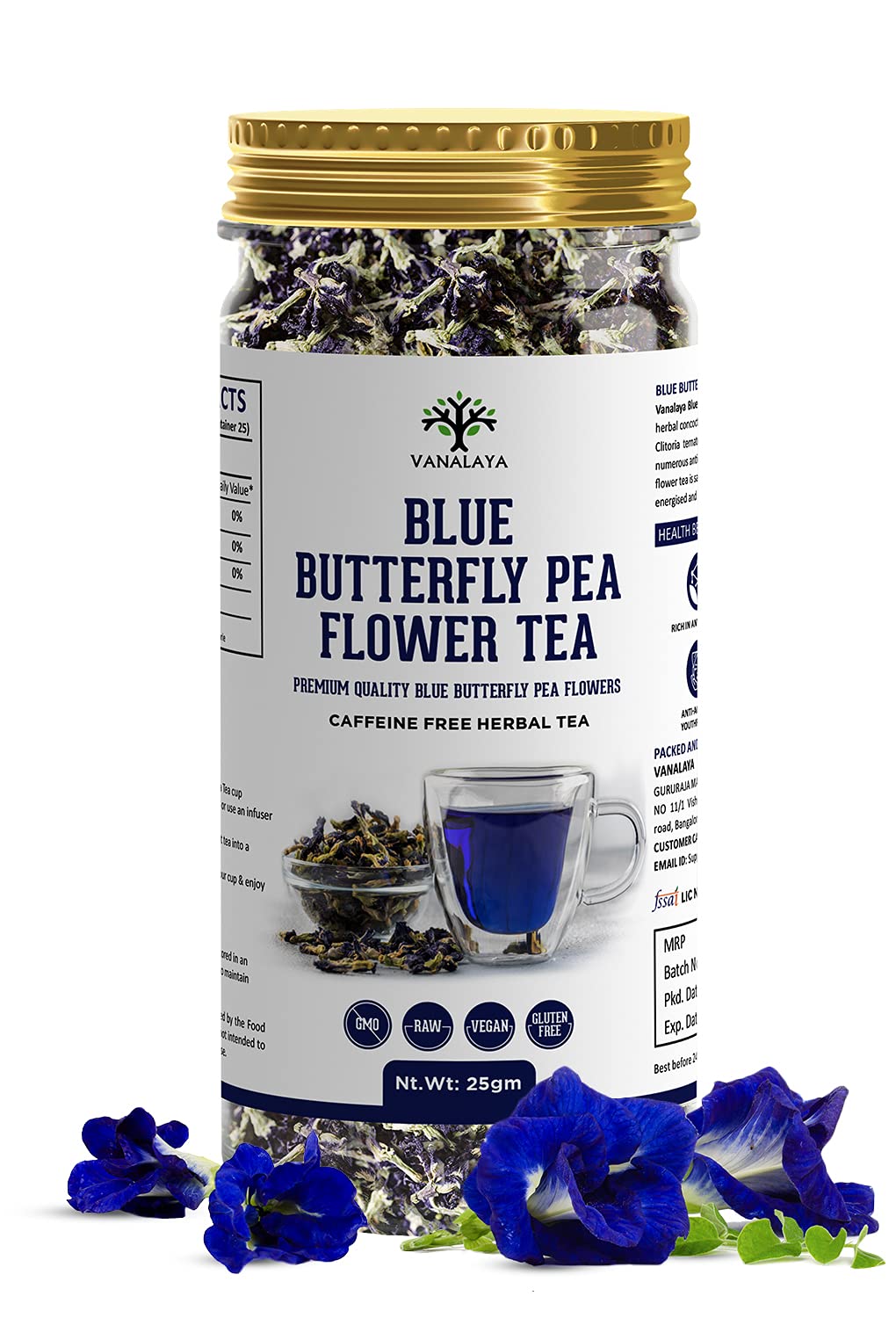 Buy Vanalaya Organic Butterfly Pea Tea From Sun Dried Butterfly Pea Flowers For Stress Relief