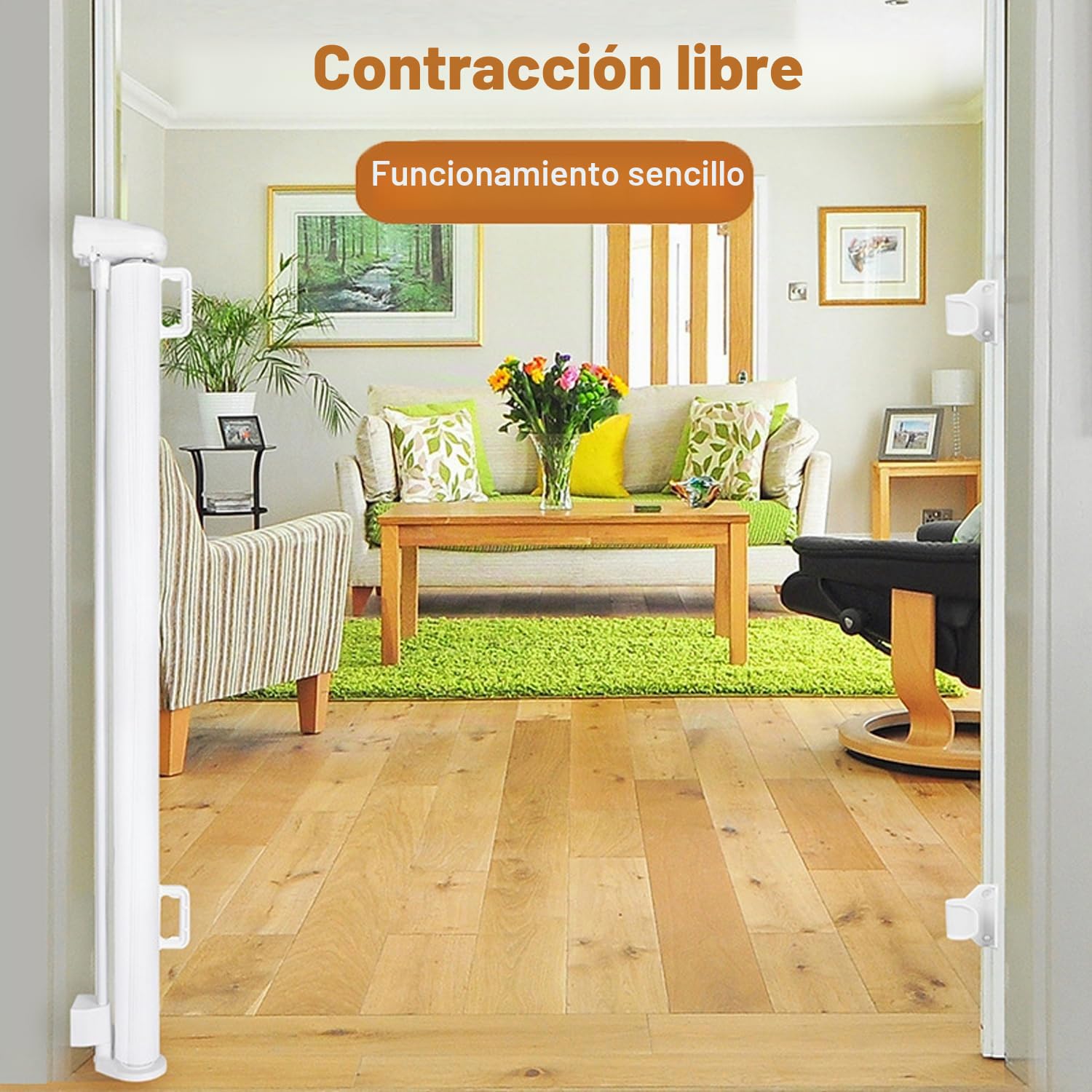 Barrera Seguridad Niños Escalera Extensible 0-150cm, Puerta para Perros, Operación Silenciosa con Una Sola Mano, Altura 86 Cm, para Escaleras Pasillos Interiores Exteriores, Gris