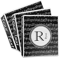 Vista 3 de Carpeta personalizada de 3 anillas con notas musicales, 1 pulgada, color blanco