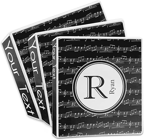 Vista 3 de Carpeta personalizada de 3 anillas con notas musicales, 1 pulgada, color blanco