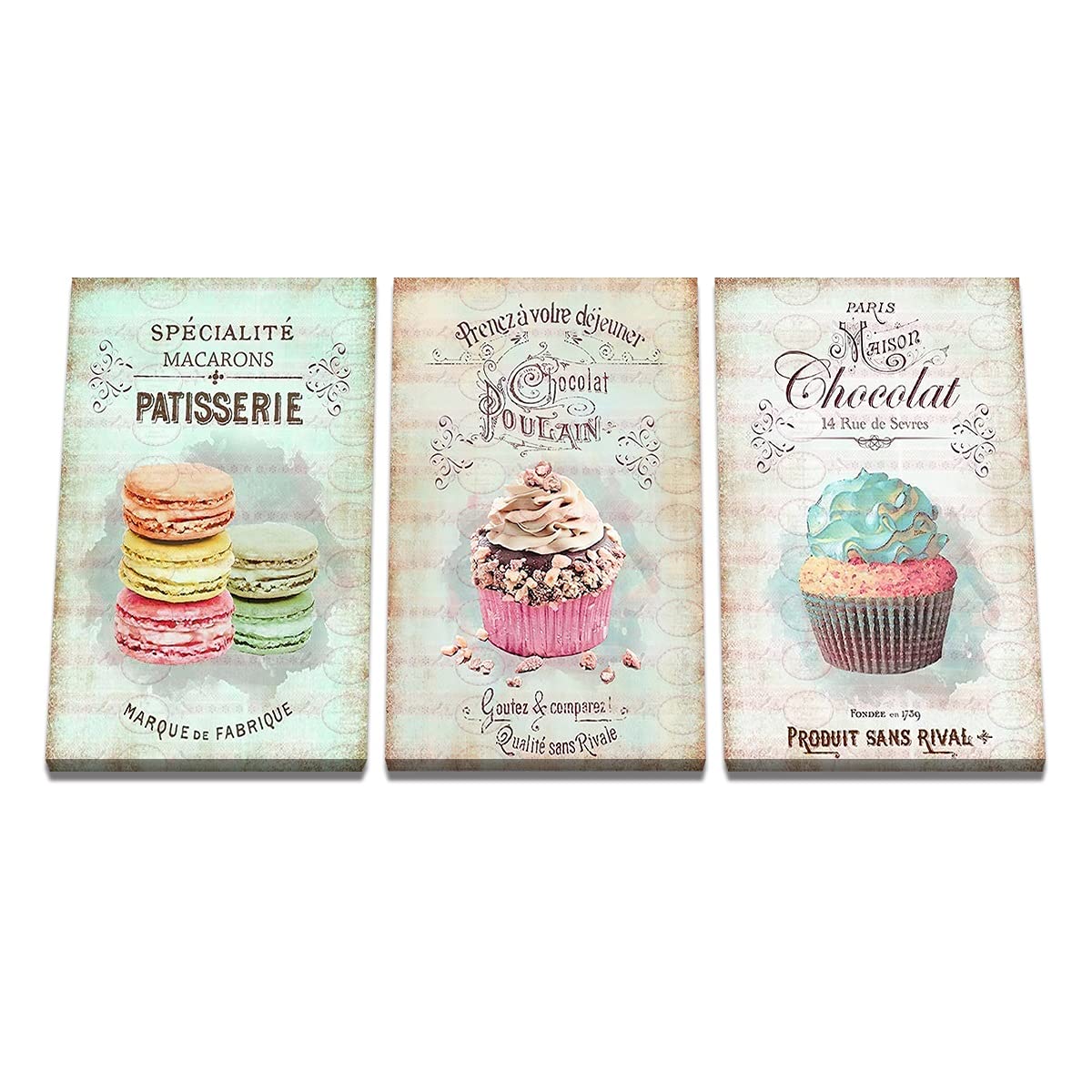 Toile à huile peinture dessert abstrait triptyque mural 12x18