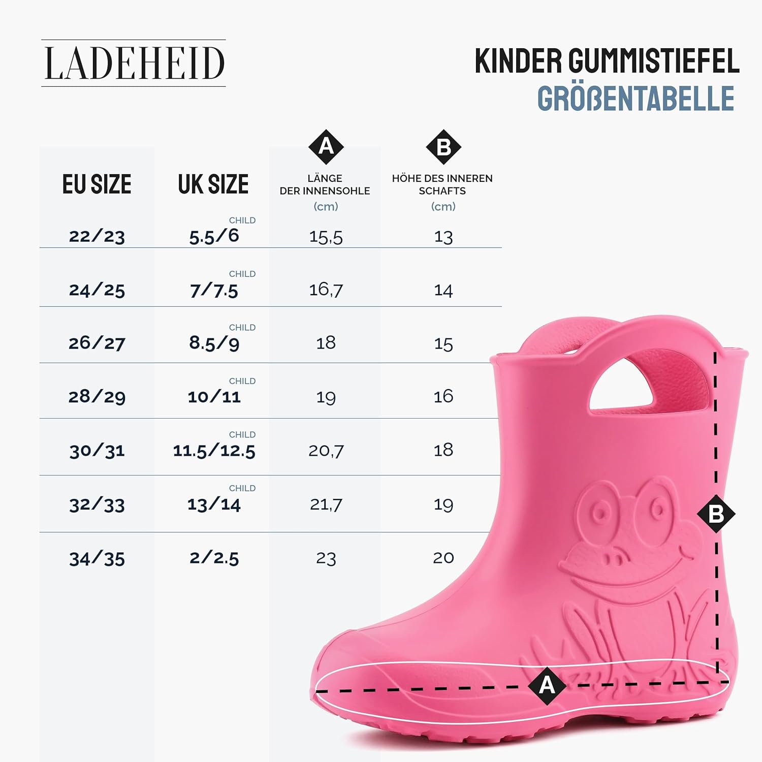 Ladeheid Eva federleichte Kinder Gummistiefel für Jungen und Mädchen Regenschuhe Bequeme und wasserdichte Regenstiefel Kinder LA-CA-01 - Image 6