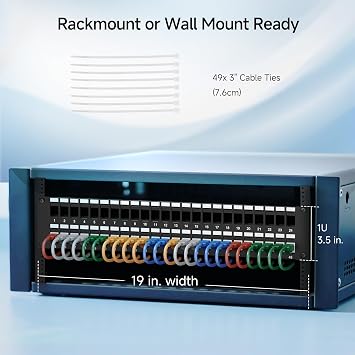 Cable Matters 2U 48 Port Keystone Patch Panel with Cable Management | With Support Bar, Rackmount or Wall Mount, 19-Inch Blank Patch Panel for Keystone Jacks