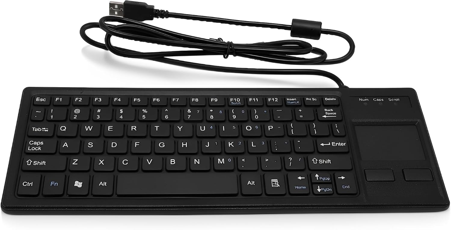 LICAEVEY Industrial Mechanical USB Keyboard with Touchpad - IP68 Water Proof & Dust Proof - Plug and Play Wired Keyboard for PC, Laptop, Industrial Environments