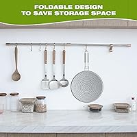 Vista 4 de Pantalla de silicona contra salpicaduras para sartén de 13 pulgadas, protector de salpicaduras de grasa con mango plegable, apto para lavavajillas