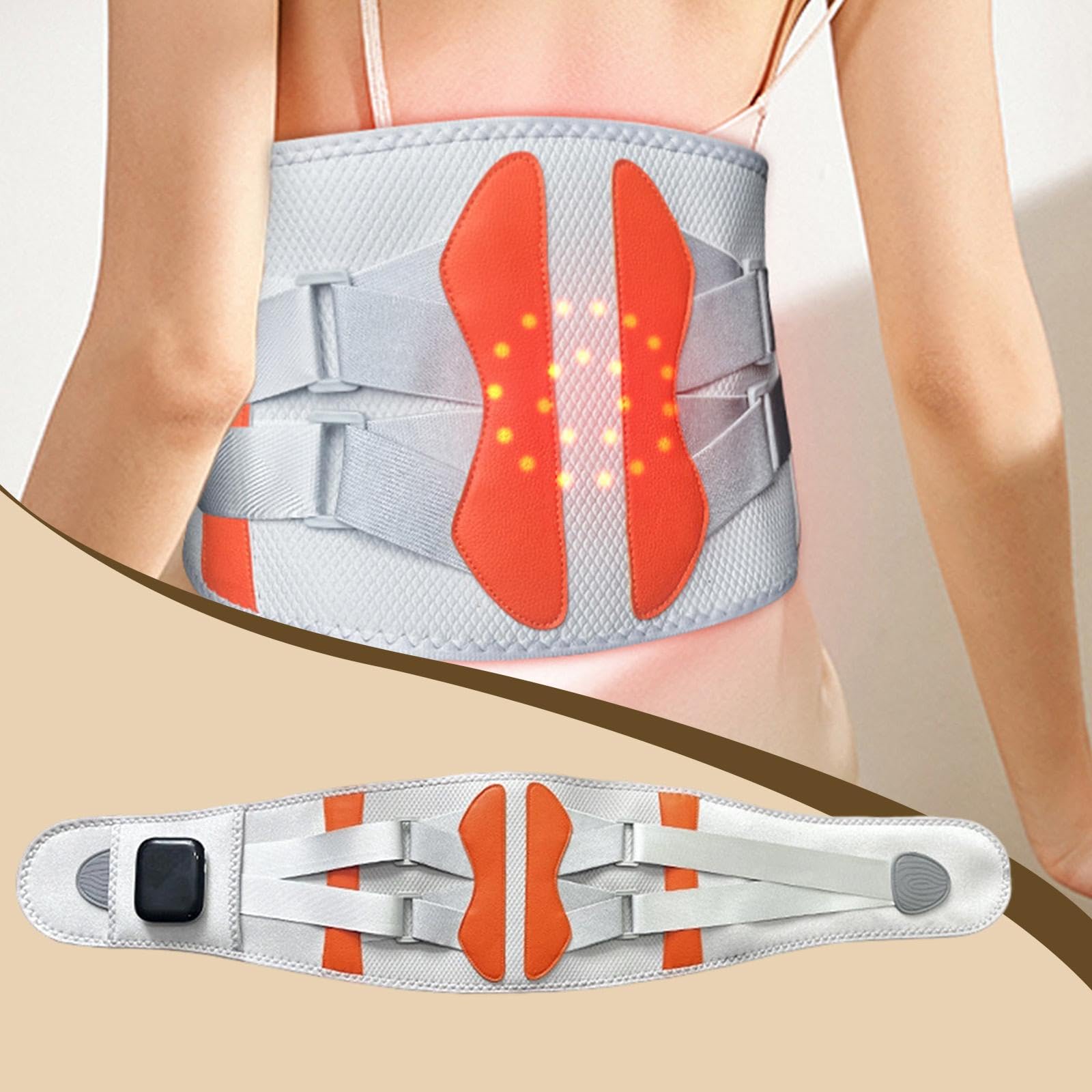 Sharplace Cintura Massaggiante Fascia Lombare Riscaldante Ricaricabile Massaggio Elettrico con Curvatura Ergonomica E Regolazione Vibrazioni Adatta a Uomini, Grigio