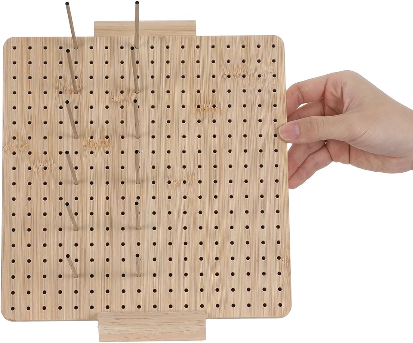 CIMAXIC 1 Set Crochet Blocking Board - Square Wooden Board Blocking Tool with 15 Pegs - Knitting Tools for DIY Crochet Projects and Tabletop Craft 11.61"