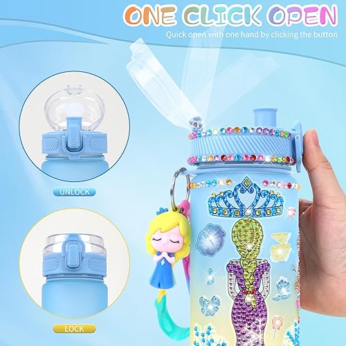 Miniatura 7 de GirlsHome Decora tu propia botella de agua para niñas de 4 a 6 a 8 a 10 años, juguetes de Frozen para niñas, manualidades de pintura, divertidos