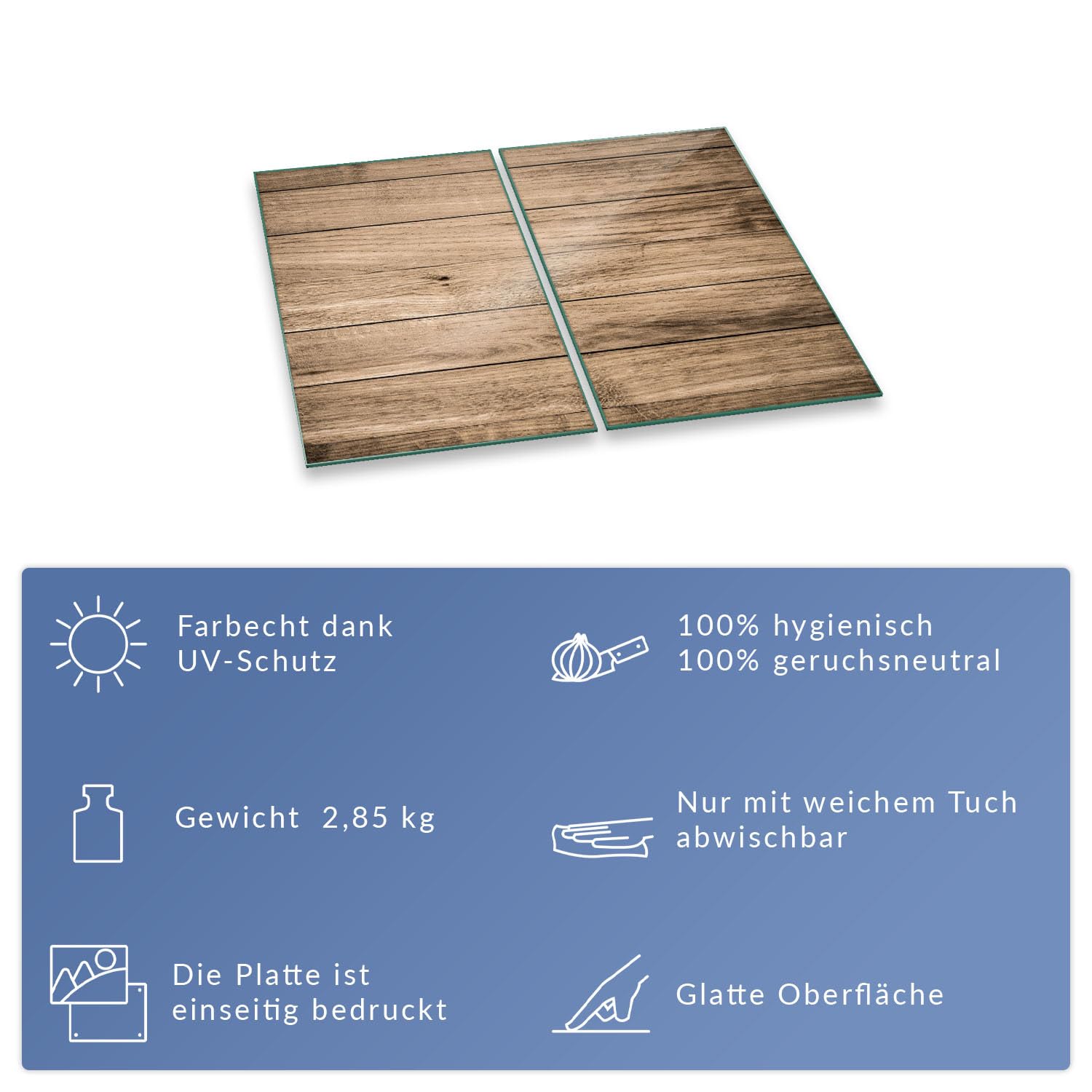 Herdabdeckplatte Abdeckung Ceranfeld Abdeckplatte Schneidebrett 2-Teilig 60x52 Bretter Holz Braun Spritzschutz Glasplatte Ceranfeldabdeckung Schutz Herdschutz Sicherheitsglas Glasschneidebrett 2x30x52