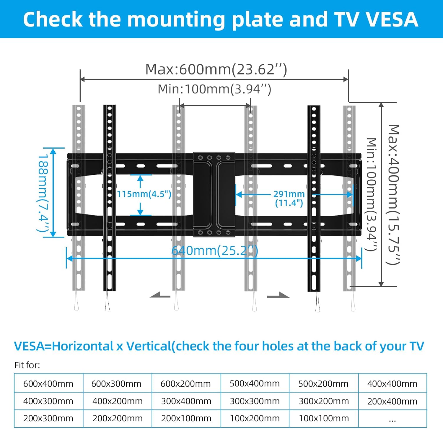 HOME VISION Heavy Duty Tilt TV Wall Mount for Most 32-86 Inch Flat TVs, Max VESA 600x400mm, 165LBS Loading, Low Profile Tilting Wall Mount TV Bracket Fits 16/18/24 Inch Studs, Anti-Glare HV9601 image 5 of 7 B08T62C8BX
