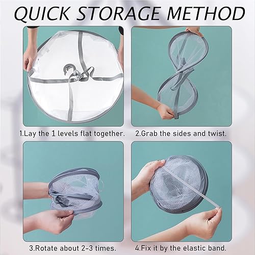 Miniatura 6 de Estante de secado de ropa plegable de malla de 1 nivel con fijación interna, apilable, estante portátil para colgar suéteres, camisetas, prendas