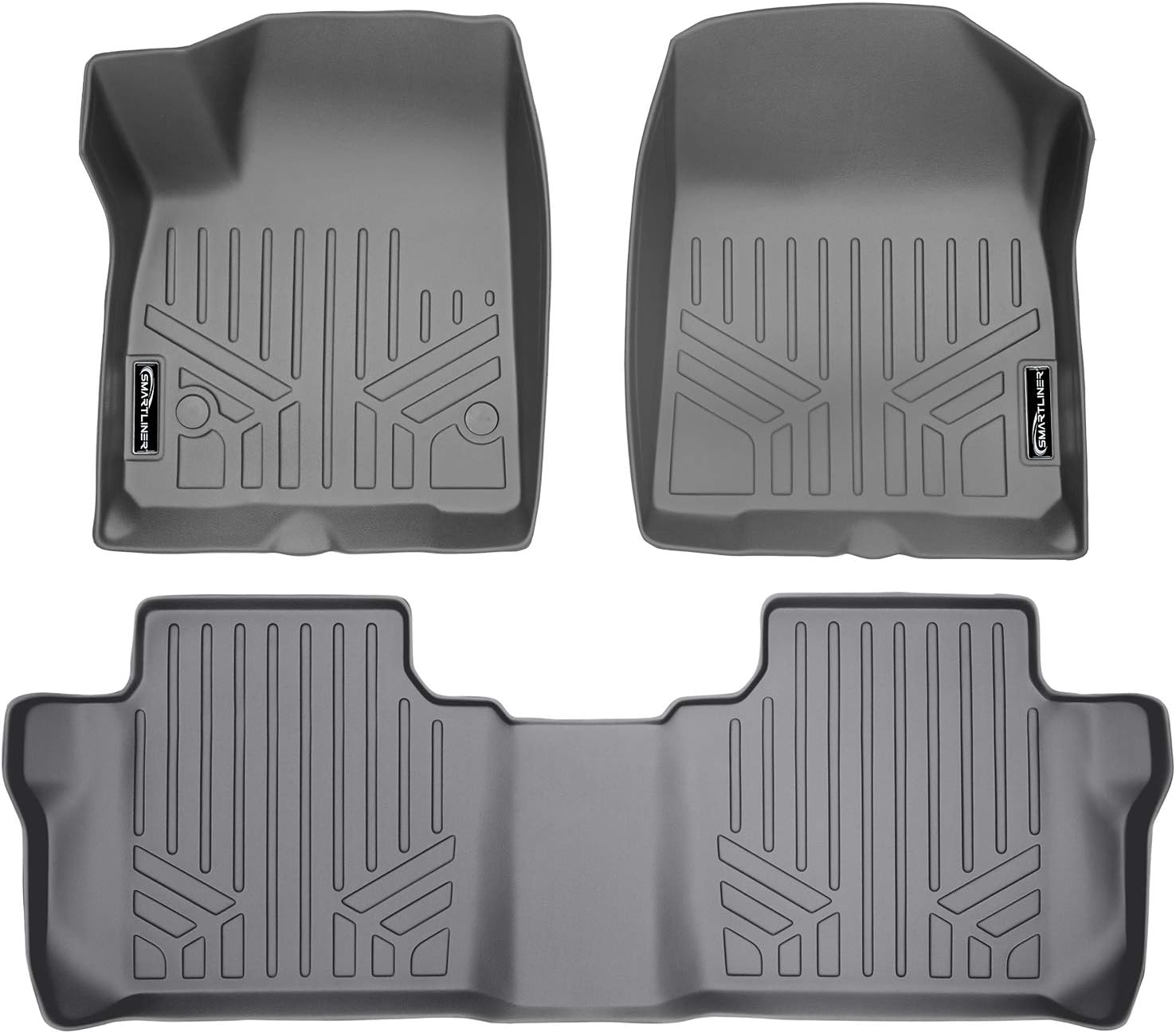 SMARTLINER Custom Fit Floor Mats 2 Row Liner Set Grey Compatible with 2020-2023 Cadillac XT6 with 2nd Row Bench Seat
