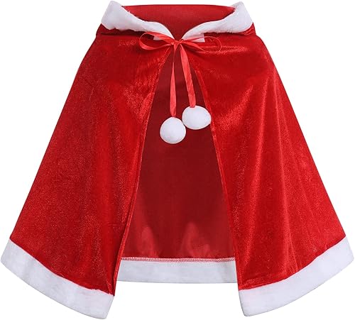Miniatura 3 de OBEEII Vestido de Navidad para niños, niñas y mujeres, vestido de fiesta a cuadros y capa de terciopelo a juego para mamá y yo
