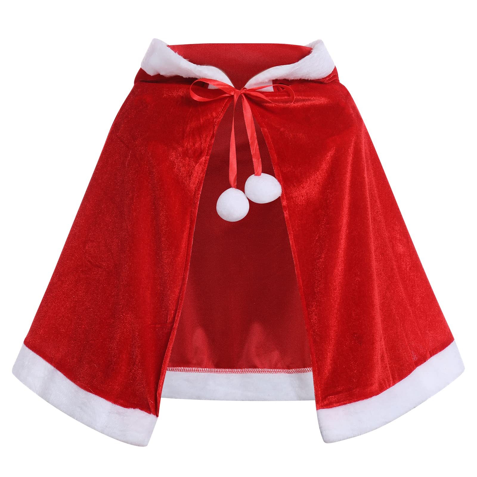 IBTOM CASTLE Robe de Noël pour enfants et femmes avec cape en velours - Costume de Mme Père Noël