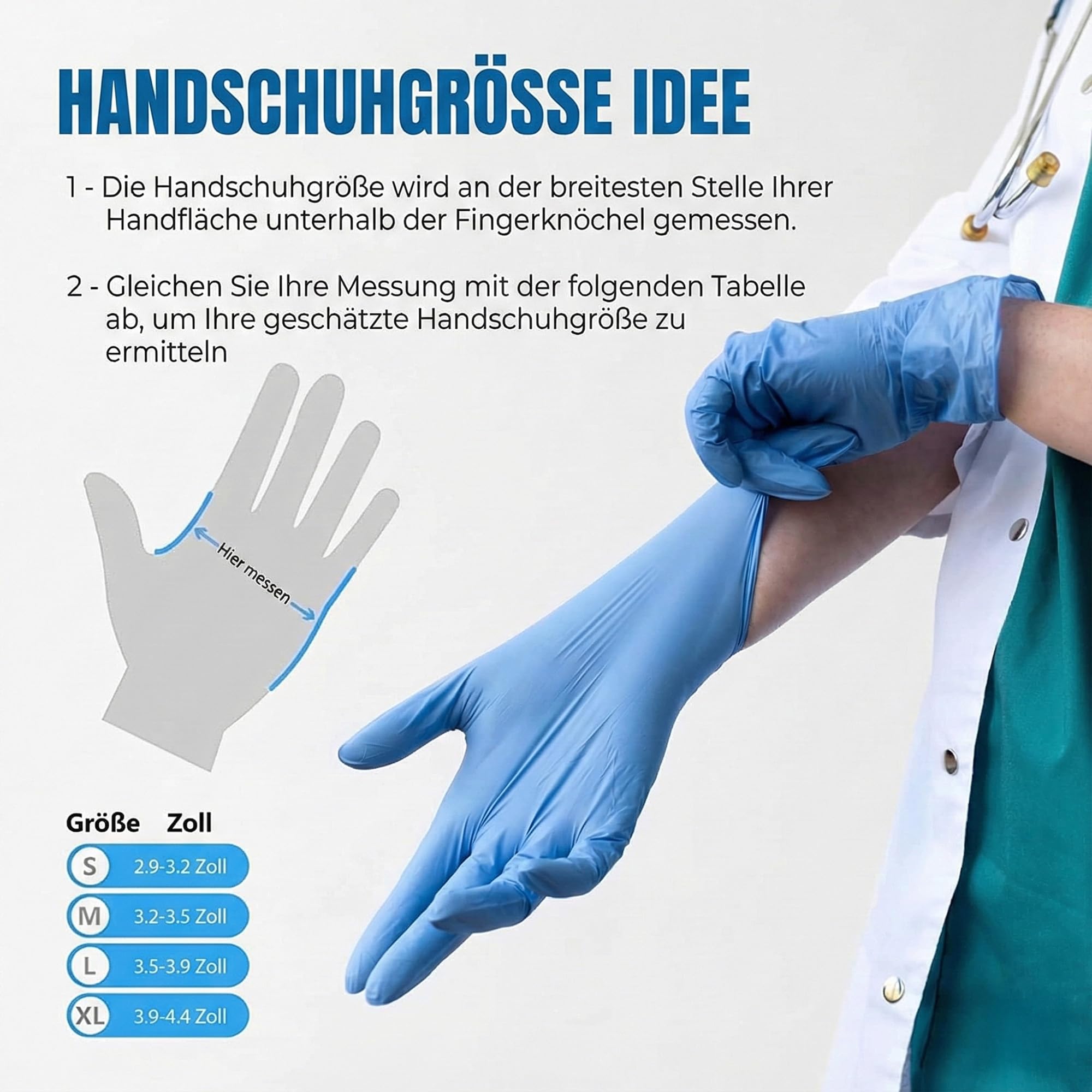 100 Blaue Vinyl-Einmalhandschuhe – Puder- & L Produktbild-Vorschau 2