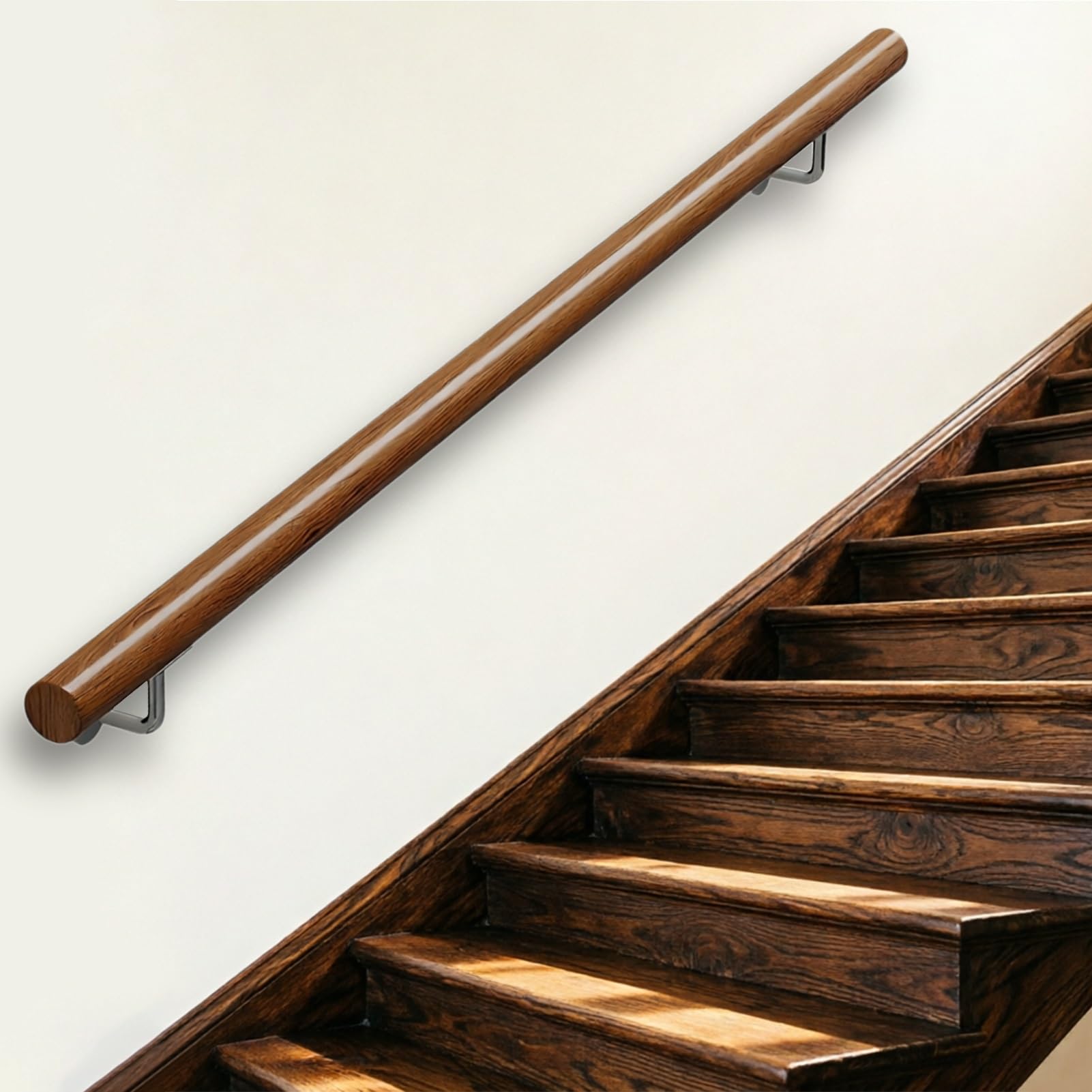 DMCHENGMA Solid Wood Handrail for Stairs Indoor and Outdoor Step, Stair Handrails Banister Railing Support Hand Rail(7ft/210cm)
