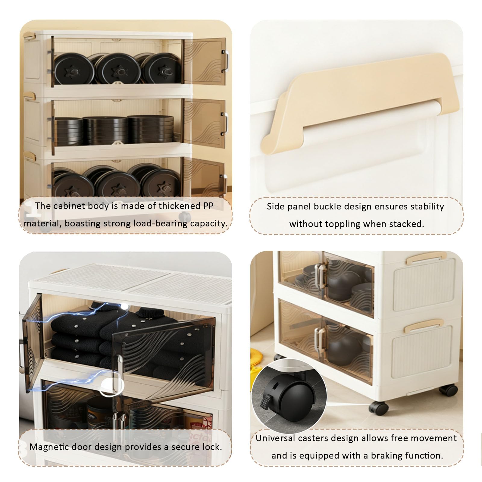 5 Tier Plastic Storage Bins with Lid,Storage Box for Home,Stackable Clothes Organizer, Foldable Stackable Storage Containers with Wheels，Closet Organizers and Storage for Office,Living Room,Dorm - 5