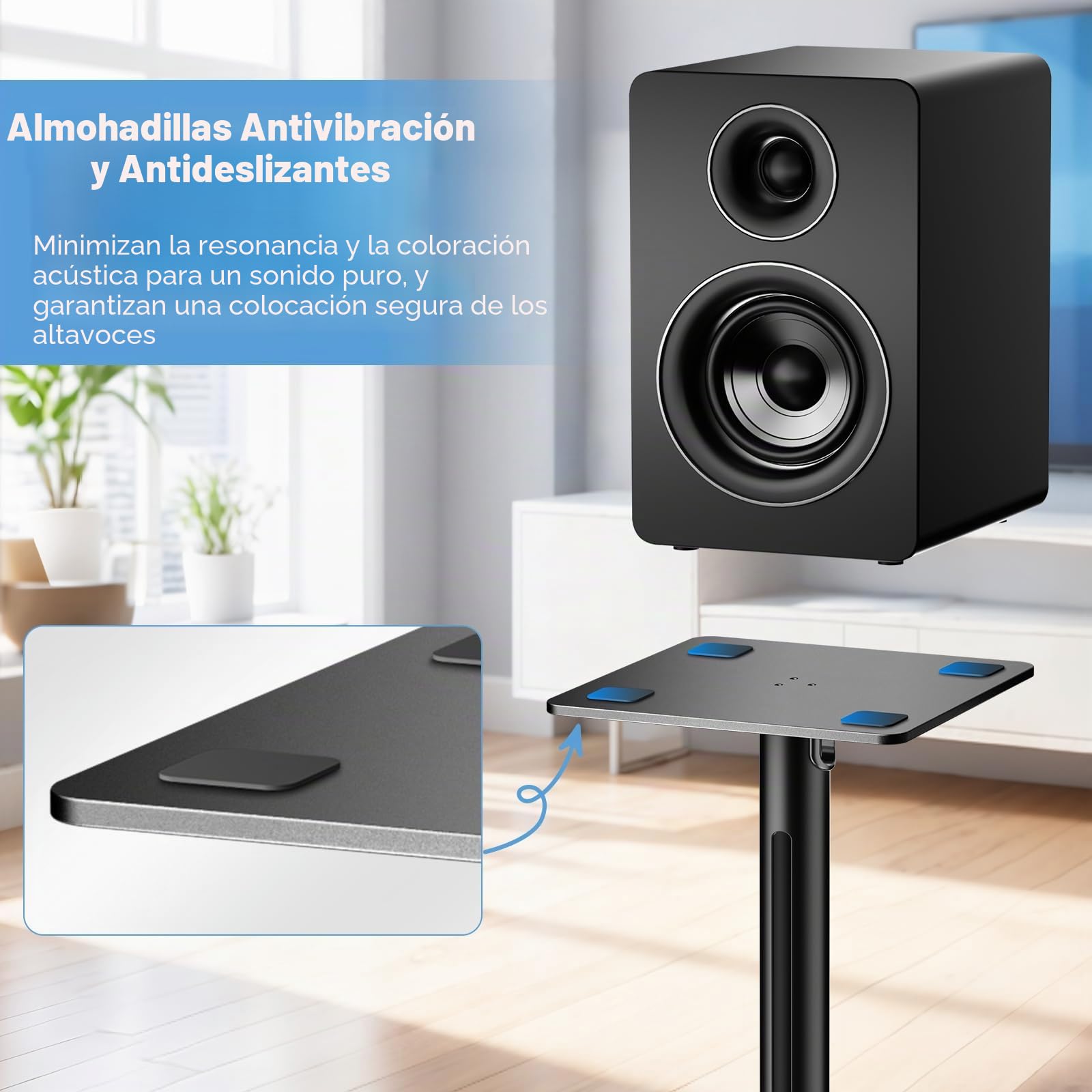 Soporte de Altavoz Regulable,Surround Universal Soporte de Altavoz de Pie Altura Ajustable de 72-120cm,satélites de hasta 15 kg,Montaje Fácil, Gestión de Cables