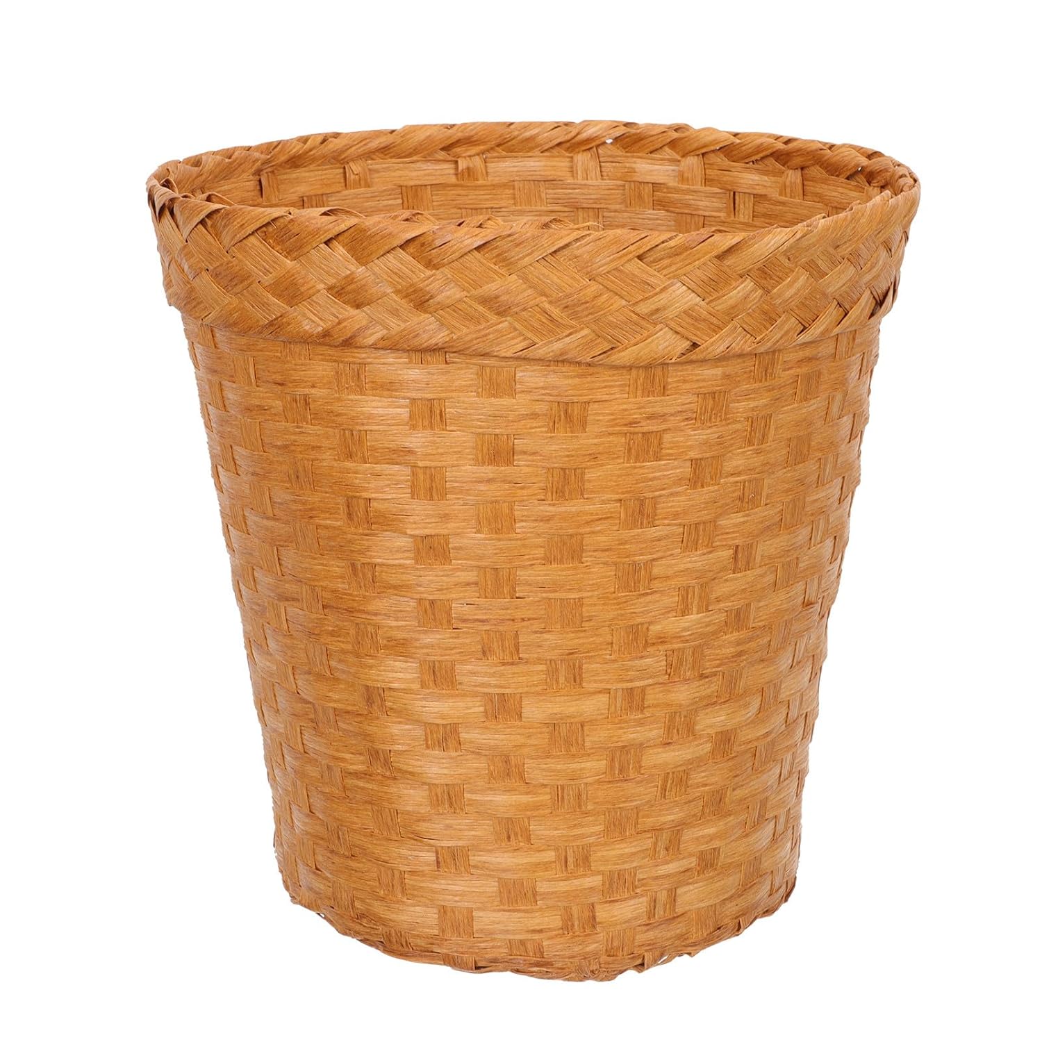 Large-Capacity Woven Storage Basket Straw Rubbish Container Food Storage Bin Home Trash Can Office Wastebasket for Living Room and Bedroom Organization
