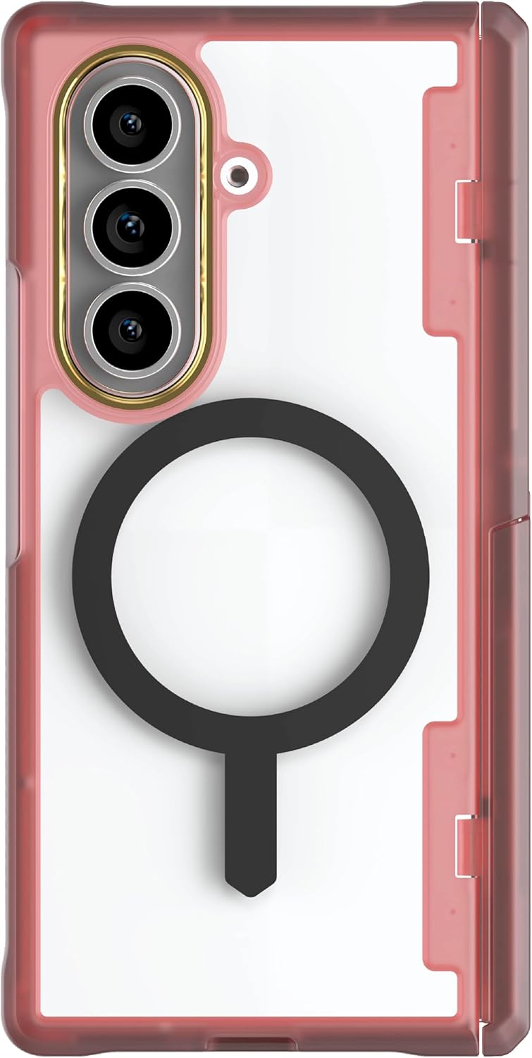 ghostek covert clear galaxy z fold 7 case with built-in kickstand, magsafe and full hinge protection designed for 2025 samsung fold7 (8") (pink) pink [limited] galaxy z fold 7