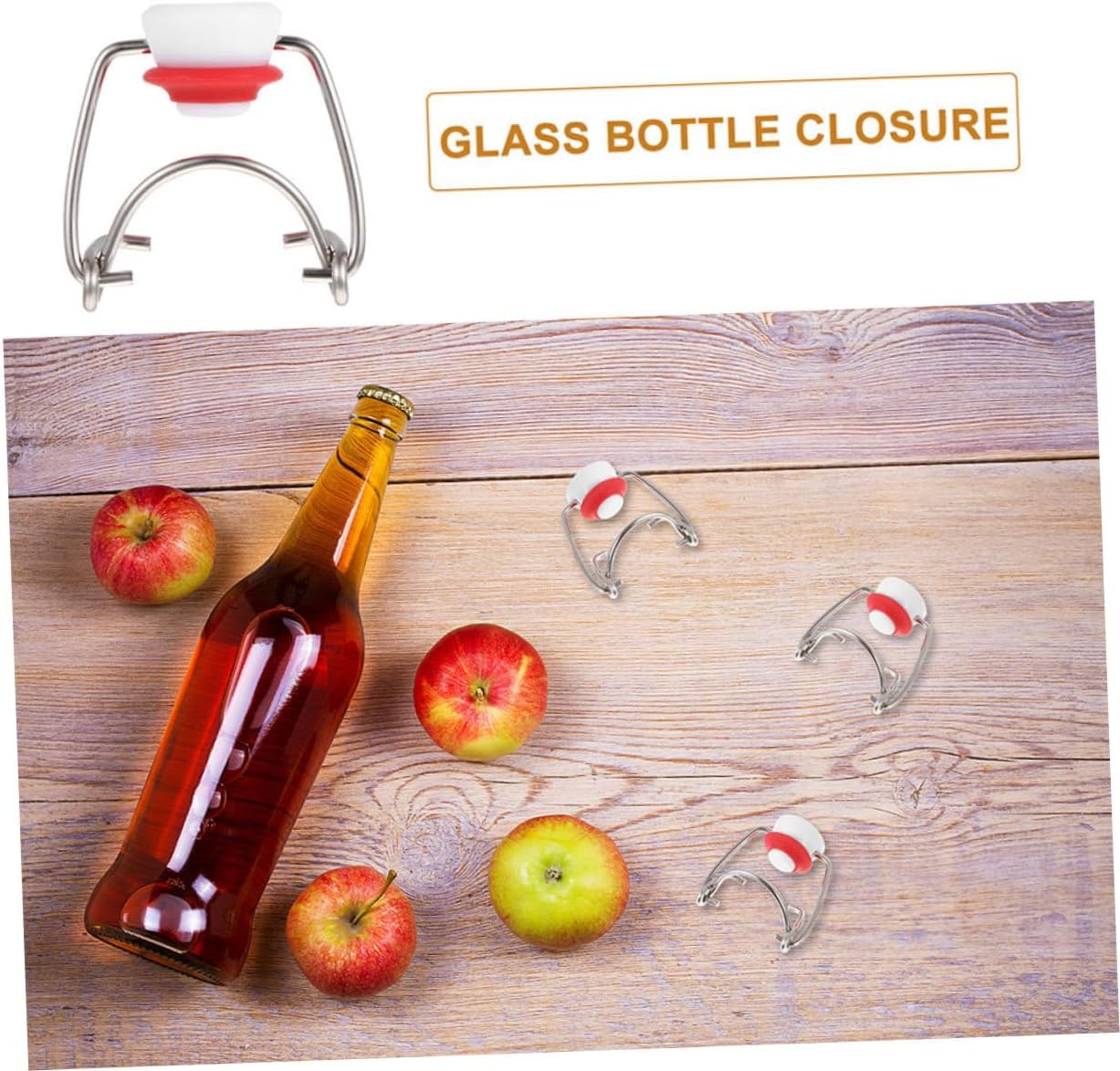 SECFOU 6pcs Red Semi-cover Stainless Steel Swing Lid Bottle Caps Airtight Flip Stoppers for Home Brewing and Fermentation