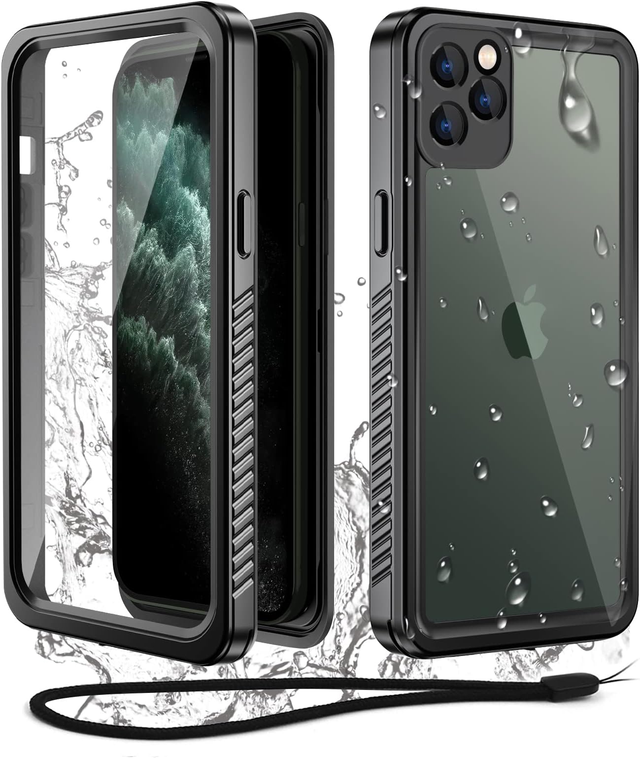 for iPhone 11 Pro Waterproof Case - [Certified Water Proof & Military Protection] with [Built-in Screen Protector], Full Body Shockproof Phone Case Cover for iPhone 11 Pro 5.8" - Black