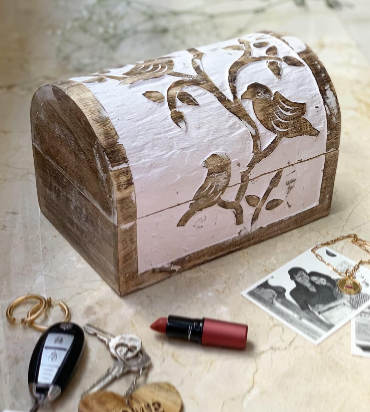 Great Birthday Gift Ideas Handmade Decorative Wooden Jewelry Box Jewelry Organizer Keepsake Box Treasure Chest Trinket Holder Watch Box Storage Lock Box Housewarming Gifts Men Women