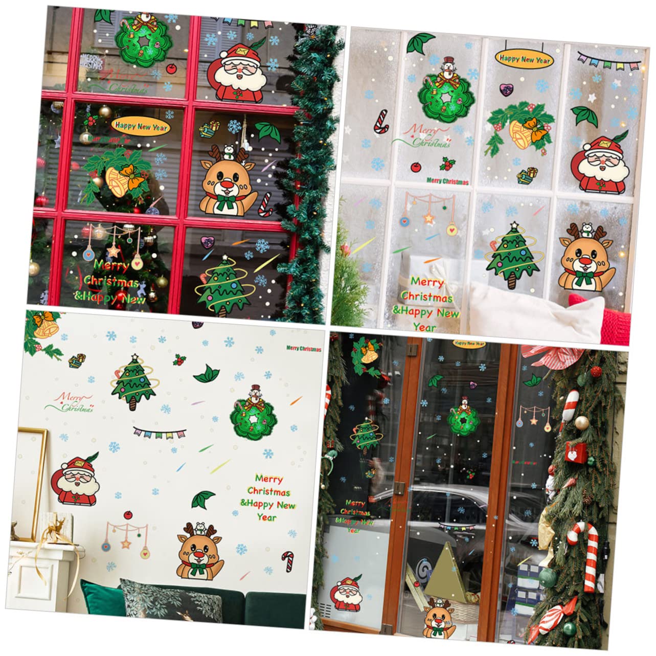 HOMSFOU 30stücke Weihnachtliche Wandsticker Selbstklebende Fensterbilder Für Türen Und Wände Dekoration Für Weihnachten Und Neujahr Einfache Anwendung Wiederverwendbar